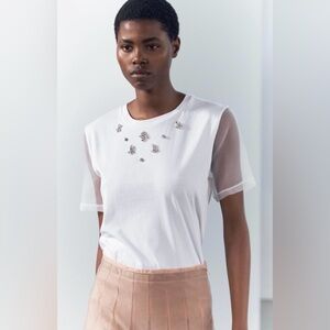 BNWT ZARA JEWEL ORGANZA TOP